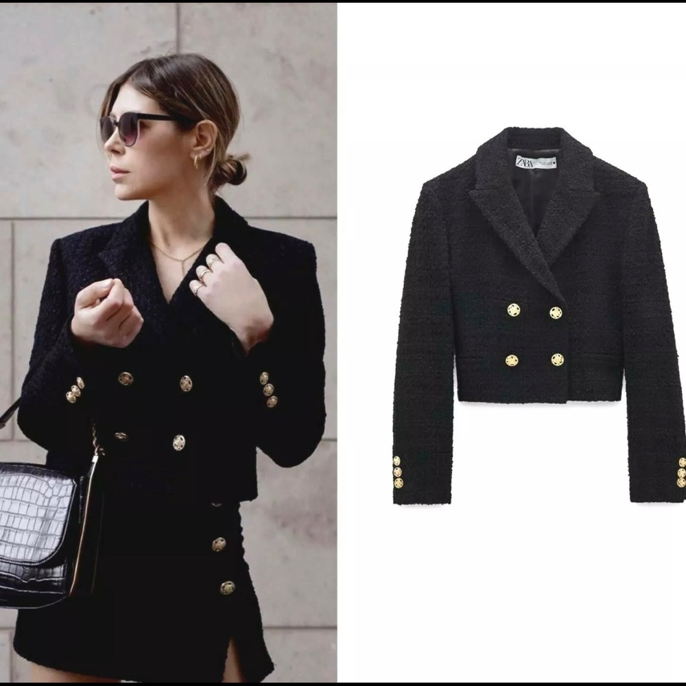 ZARA TEXTURE CROPPED BLAZER
